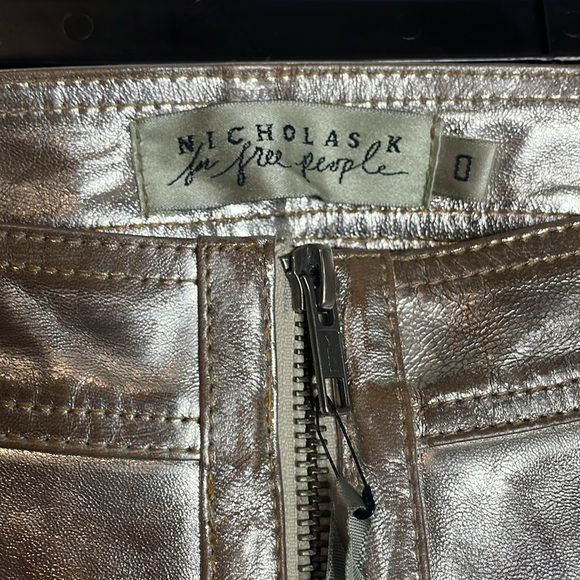 Nicholas K x Free People | Metallic Silver 100% Leather Billy Pants Size 0 NWT - Picture 6 of 9